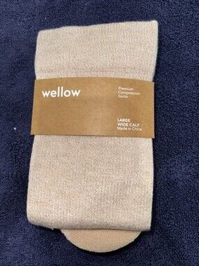 Wellow Tan Large Wide Calf Premium Compression Socks